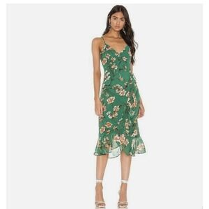 Bardot Womens Malika Floral Print V-Neck Chiffon Dress in Green Size 6/ S